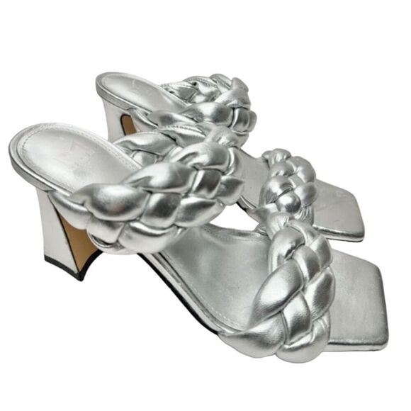 Marc Fisher Sandals Womens Size 7 Leather Braided Square Toe Slip On Heels - Picture 10 of 10